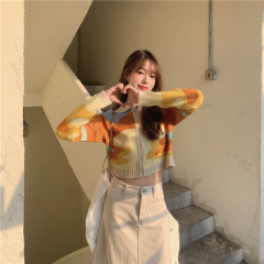 Wenwenting mowenti T-shirt autumn new women's thin Lapel long sleeve slim cardigan slim top