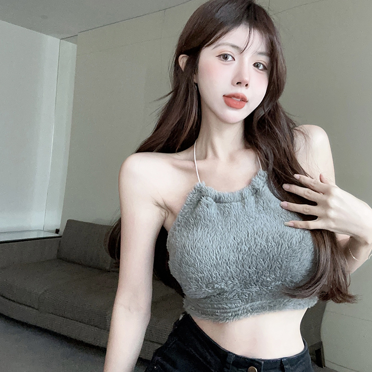 Real price real price plush halter neck tie top