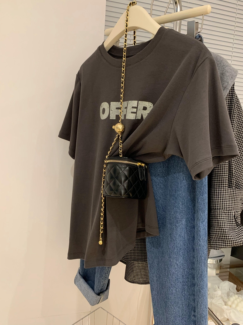 Official picture spring and summer short-sleeved printed T-shirt Four fabrics to choose from Cotton Back collar
