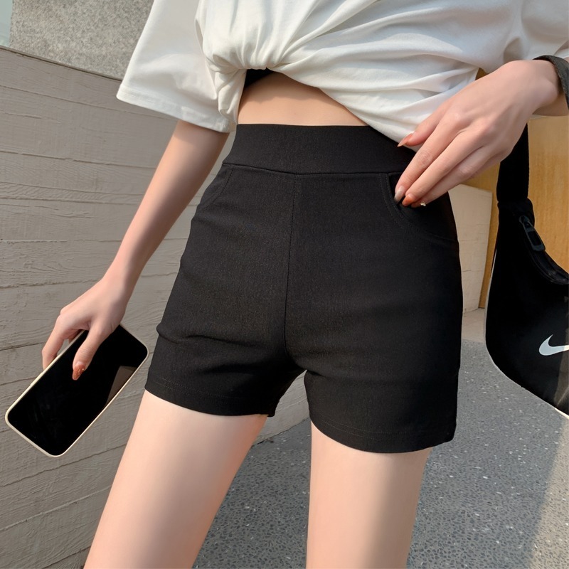 Black bottomed shorts children's spring wear high waist tight elastic anti light safety pants pants pants pants missing shorts
