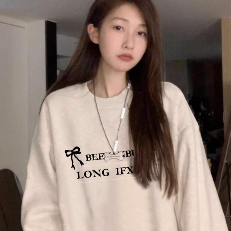Cotton-like polyester milk fiber composite 320g, silver fox fur 420g, round neck hooded double cap loose sweatshirt