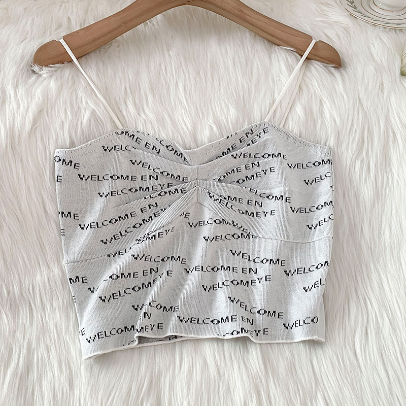 Letter suspender vest female design sense of minority sexy bra chic fishbone backing with pure desire top inside