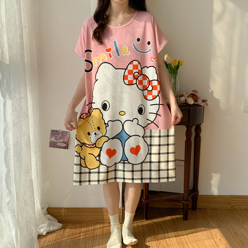  new summer pajamas loose plus fat plus nightdress cartoon pregnant women slim dress