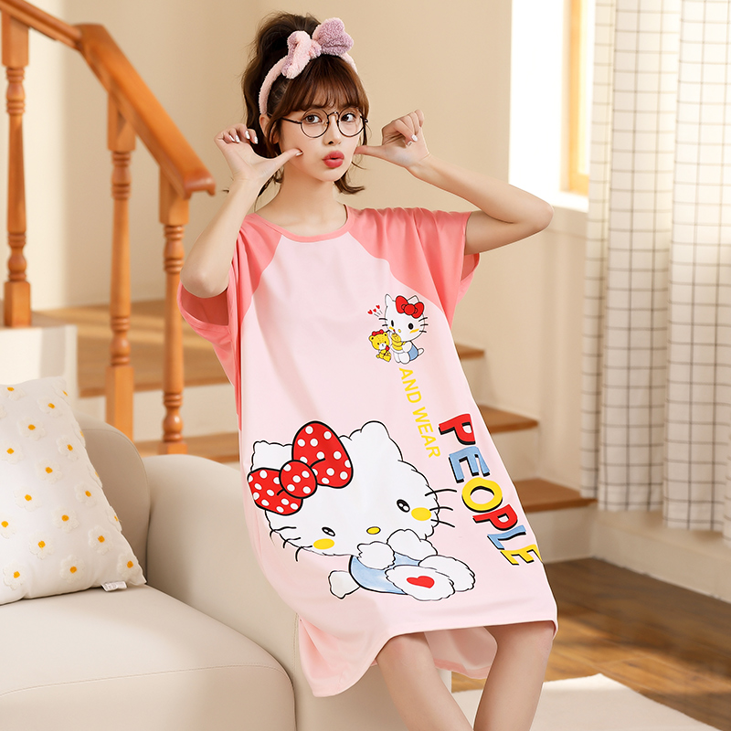 2023 new summer pajamas loose plus fat plus nightdress cartoon pregnant women slim dress