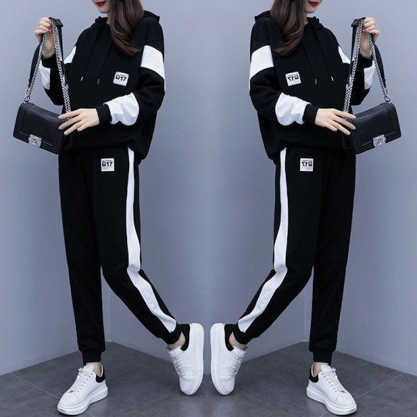 200kg large women's fat mm suit 2021 spring and autumn new loose leisure fashion sports two-piece set