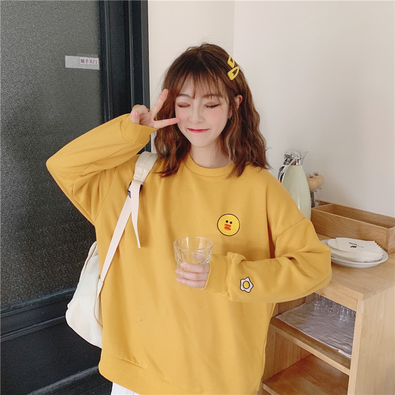 College style long sleeve T-shirt Girls Summer and autumn 2020 new high school students' Korean loose and versatile top