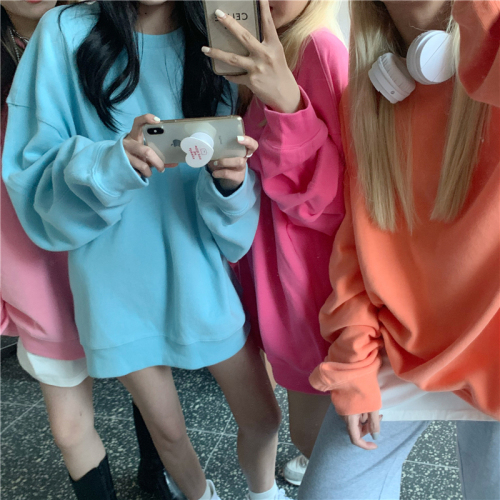 Real price ~ crew neck / hooded 8-color crew neck Pullover casual hooded drawstring loose sweater jacket