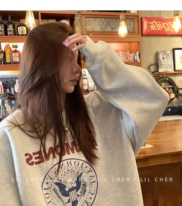 2022 sweater women's trendy Korean style loose top thickened and velvet thin section autumn and winter