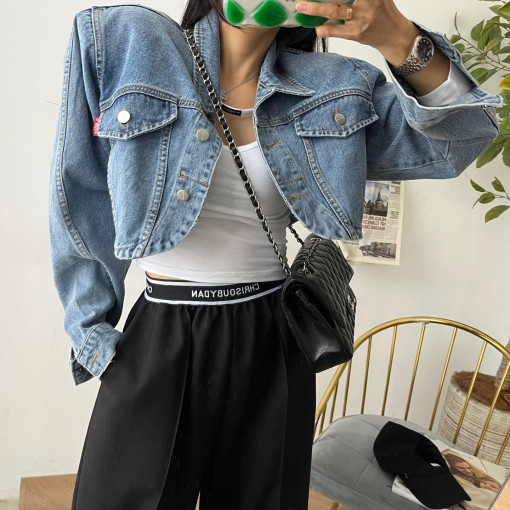 Spot new denim short jacket women's all-match loose design niche tops retro fashion early autumn outer wear