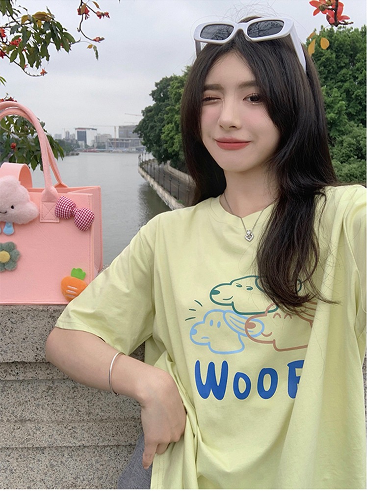 Women's casual T-shirt 2022 new style fresh summer 100 g casual cotton shirt