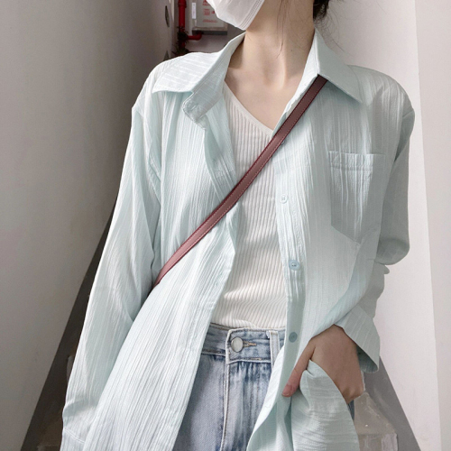 Sunscreen shirt top women's summer new college style French design sense niche loose shirt jacket