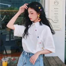 6535 Pullover COTTON POLO Shirt Short Sleeve T-Shirt women's fashionable and elegant loose top