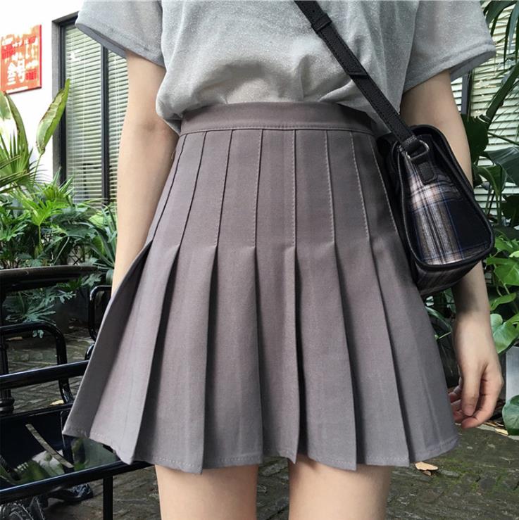Summer new high waist pleated skirt women's Korean version solid color loose and thin all-around fashion chic student skirt