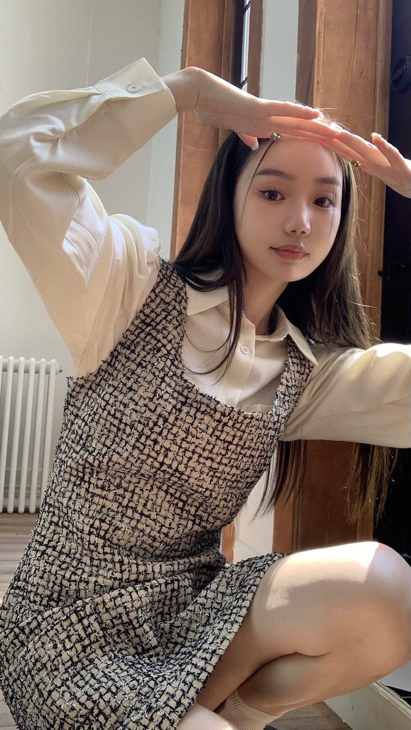 Real price Slim slim long-sleeved chiffon bottoming shirt + girly woven small fragrant strap dress