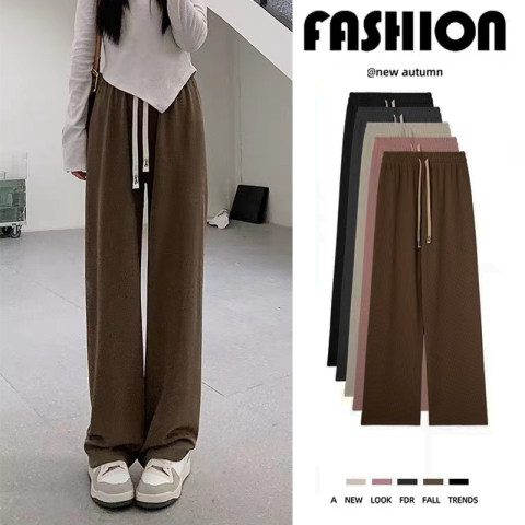 Brown wide-leg pants women's spring and autumn 2022 new corduroy loose and thin high waist drape casual mopping straight pants