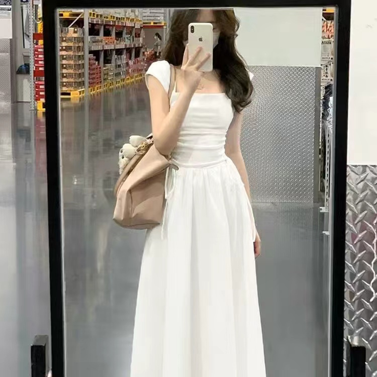 College style age-reducing girly dress female 2023 summer new design sense gentle wind long skirt