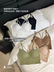 Ins style spicy girl sexy V-neck strapless underwear women's clothing summer 2024 new inner wear slimming back support bottom shirt 