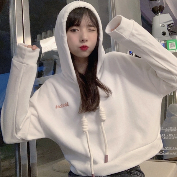 Real price cotton thin sweater women's Hoodie embroidered letter original Headband