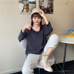 Real price, loose side slit crew neck, thick bottom sleeve