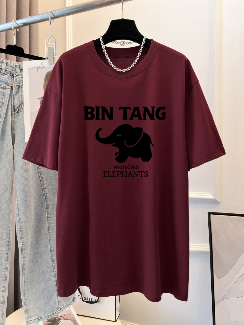 Real shot 100% cotton cotton wrap collar large size printed summer short-sleeved T-shirt women's loose Korean version