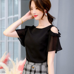 Real shot 2021 spring and summer new Korean slim fit large size shirt versatile base shirt casual shirt chiffon shirt girl