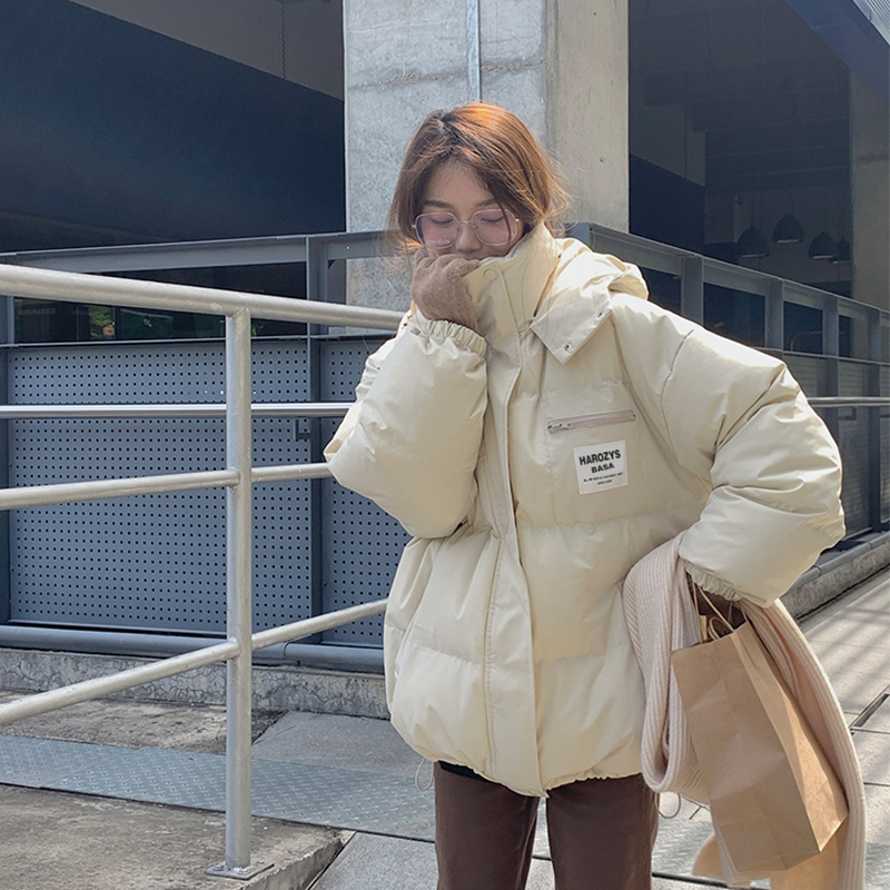 Hong Kong style hooded thickened bread jacket women's winter 2022 new student loose cotton-padded jacket jacket down cotton-padded jacket