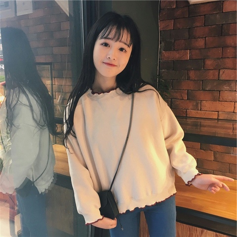 Autumn and winter new Korean version Japanese soft girl loose plus velvet sweater female pullover student sweater top sister
