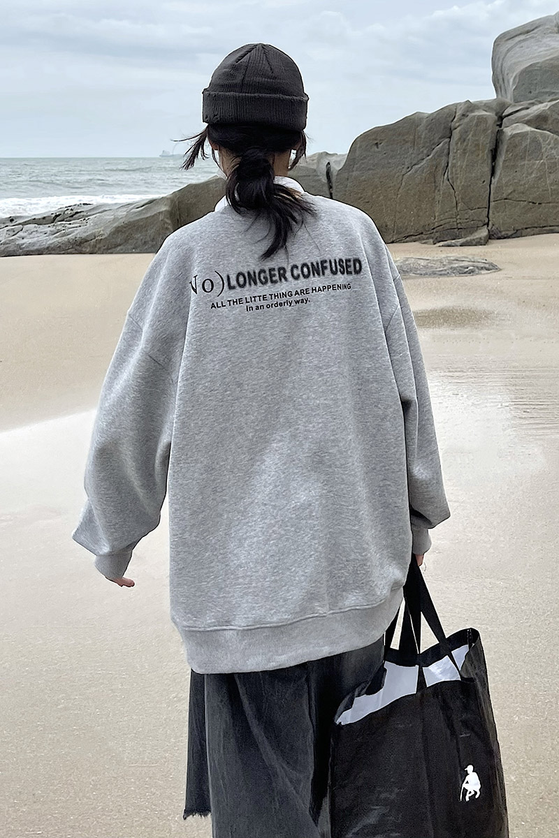 Big fish scales 260g 100% polyester thin sweater women's round neck print back bag