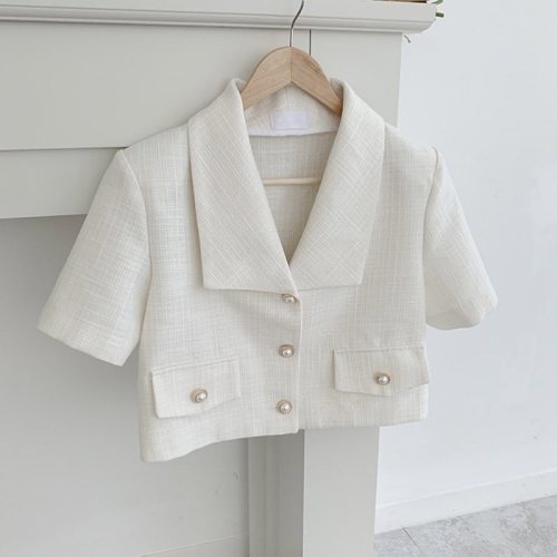 South Korean ins minimalist classic button Lapel short sleeve suit coat