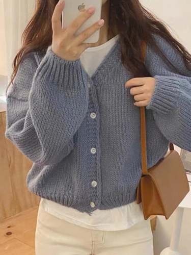 2022 early autumn new versatile artifact simple versatile simple sweater cardigan women slim short coat sweater