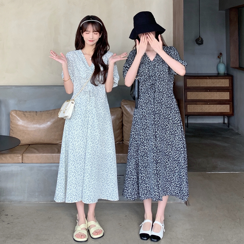 Actual shooting of new summer large size women's dress with thin belly covering and aging broken flower girlfriends dress m-4xl200 kg