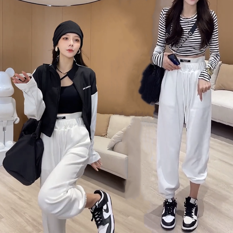Casual pants sports casual pants women's autumn and winter high waist loose straight pants small foot versatile pants