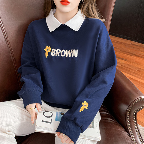 Real shot 2022 autumn new Korean version color matching lapel thin sweater women