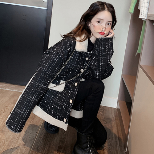 Thickened lamb wool short coat women's autumn and winter new Korean loose small fragrance fashion lamb cashmere