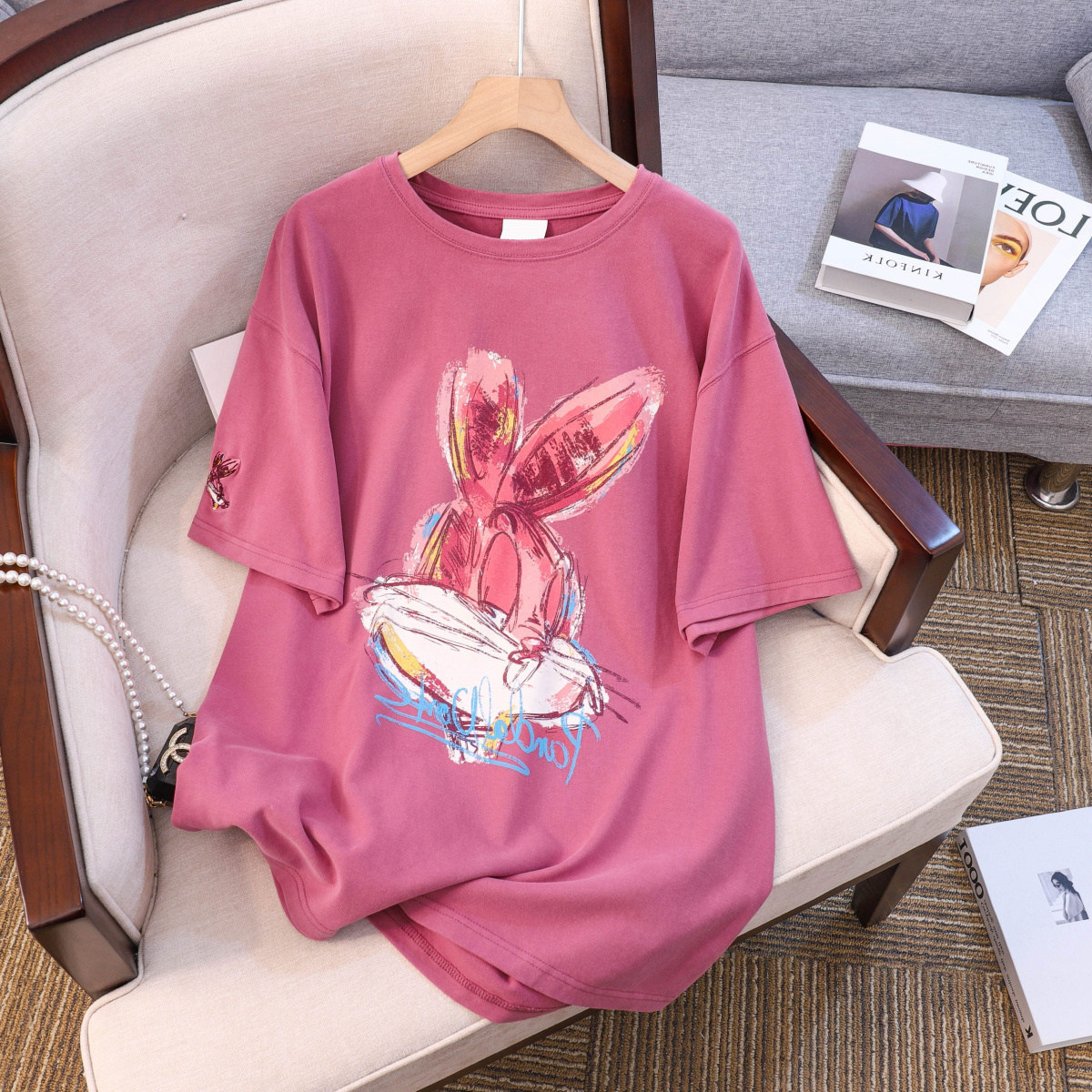 Real price pure cotton wrap collar 2023 summer new 200g pure cotton pull shoulder strip pure cotton short-sleeved T-shirt