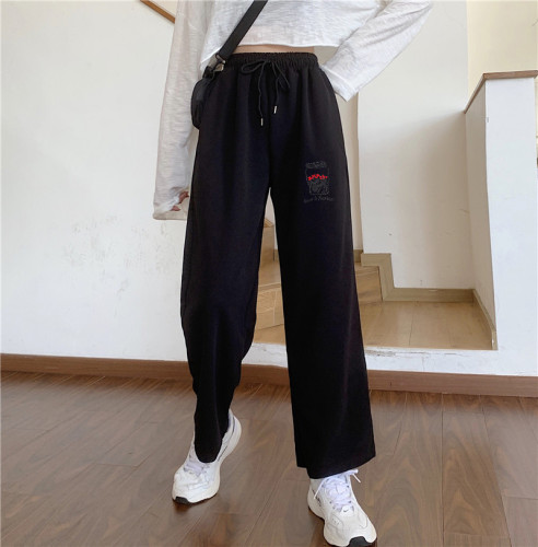 Live shooting  spring wide leg pants sports pants loose and versatile students show thin fashion hip hop casual pants