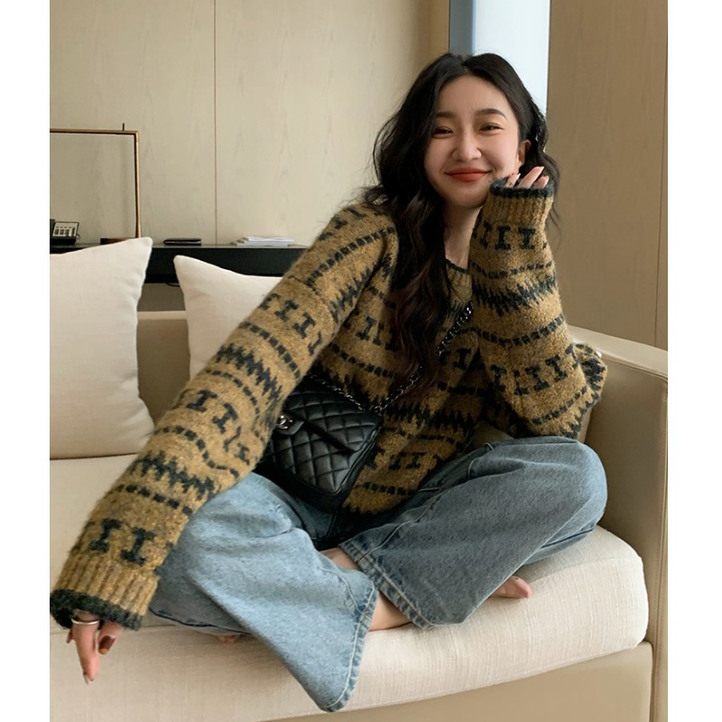 Sweater harbor style retro net red fried street small girl leisure fashion 2021 autumn