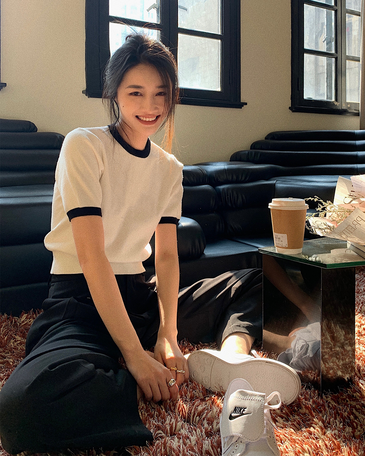 Women's left stitching contrast bottoming shirt 2022 spring new round neck short sleeve T-shirt