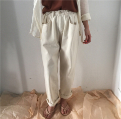 Real price oversize retro loose high waist straight pants wide leg casual pants