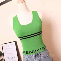 Bottom lettered vest women's high waisted slim fit short top knitted with sleeveless T-shirt