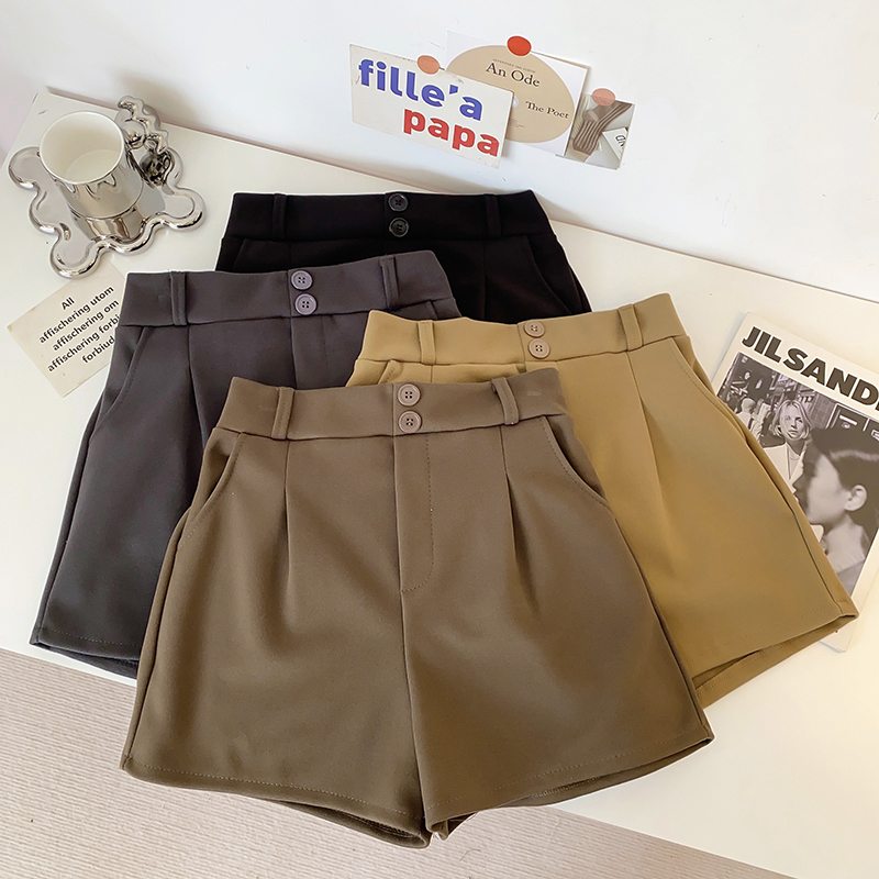 Real shooting real price autumn and winter shorts women's woolen boots pants are thin high waist a-line wide-leg pants casual straight pants