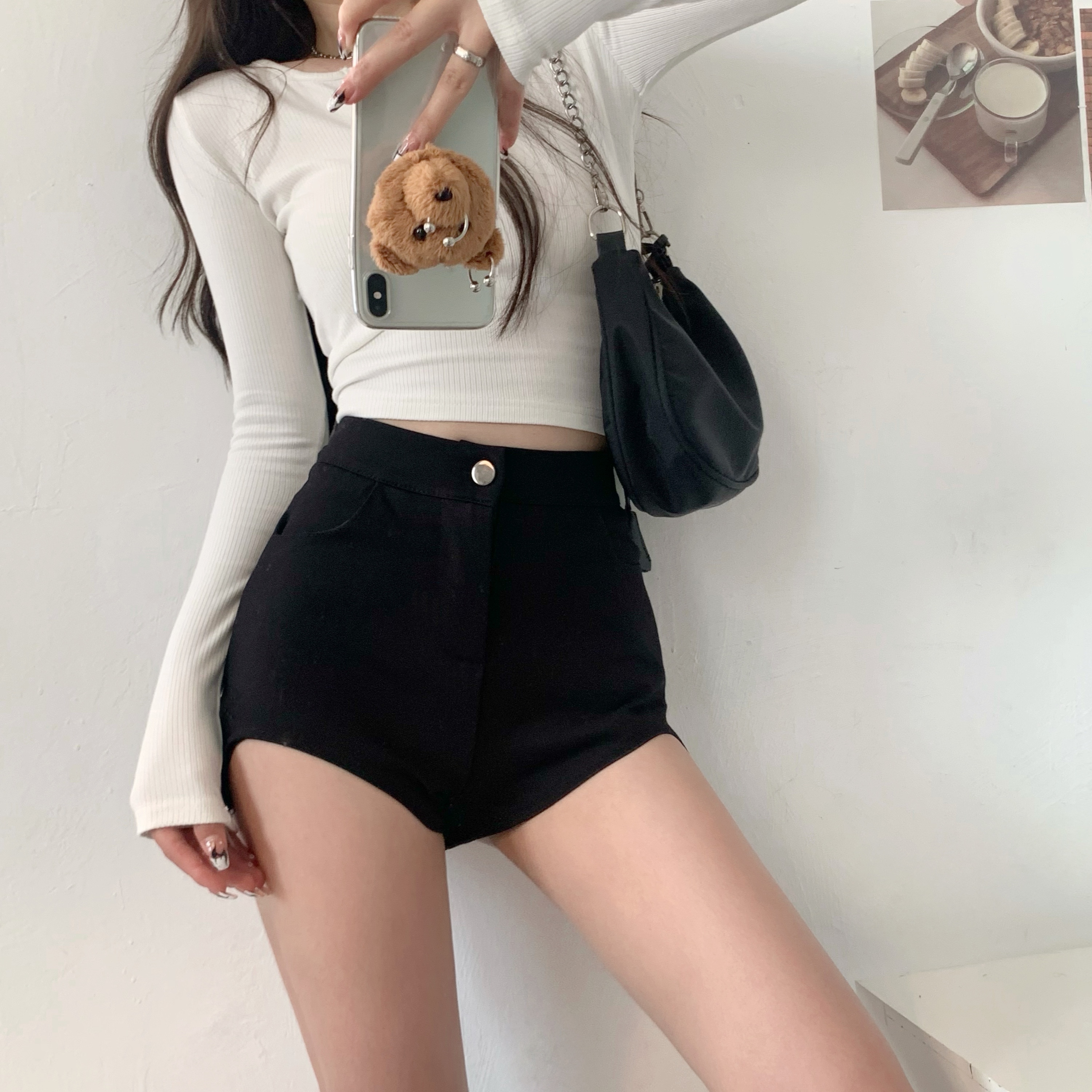 Real price high waist pure desire versatile shorts simple slim casual pants