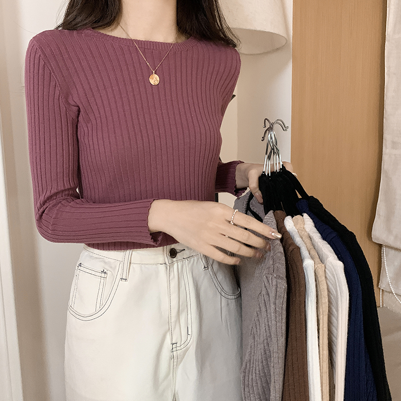 Real price women's autumn and winter slim bottoming sweater long-sleeved knitted sweater