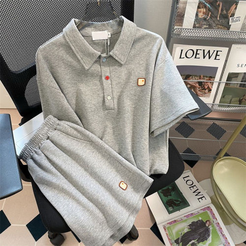 Sports style suit female summer casual loose fashion college style polo collar short-sleeved shorts two-piece set