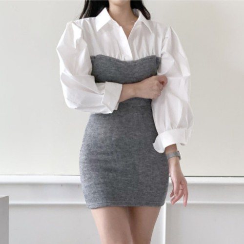 Small high-end temperament royal sister dress 2023 spring new fashionable professional bag hip skirt fake two-piece suit