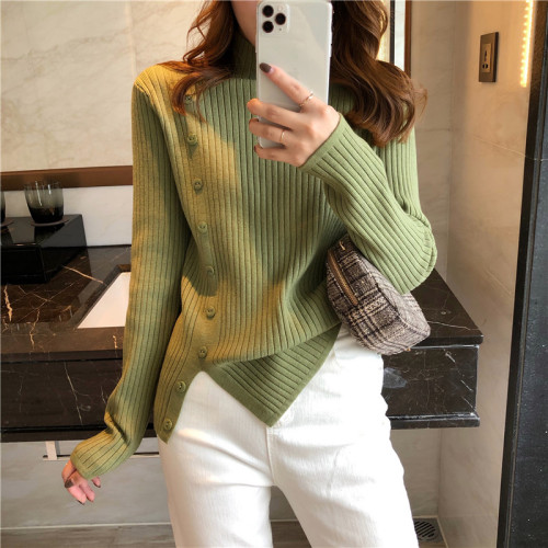 2020 new semi high neck sweater top women's autumn and winter bottoming shirt loose Pullover outside wearing versatile sweater inside