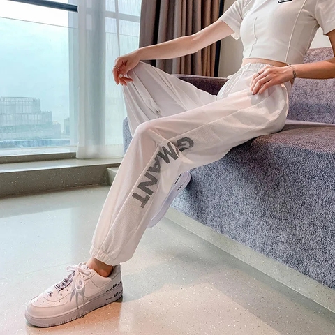 Ice silk quick drying sweatpants women's summer loose Leggings thin casual nine point Harlan small anti mosquito lantern pants