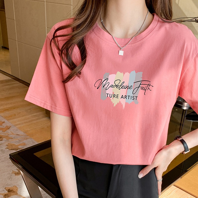 Real shooting pure cotton short sleeve T-shirt women's clothing summer 2022 regular basic small bottomed shirt loose top