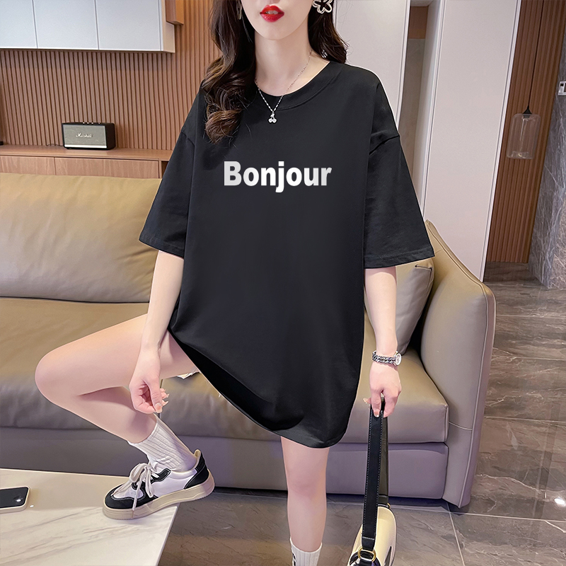 Real Time Shooting - Summer Cotton Back Wrap Print Large Top Short Sleeve T-shirt Women