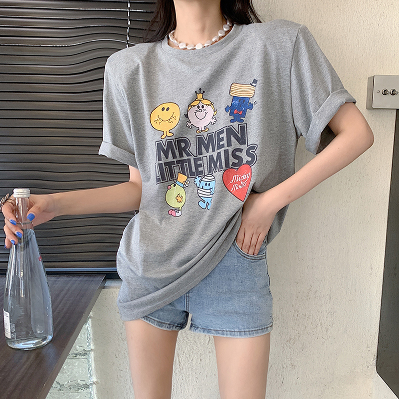 Official picture of spring and summer short-sleeved printed T-shirts. Four fabrics to choose from. Pure cotton. Covered back collar.